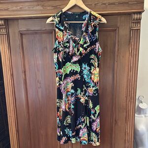 VTG Lauren Ralph Lauren sleeveless sheath dress V-neck knee-length flair sz LG